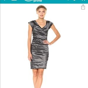 Size 8 Nicole Miller silver ruched cocktail dress